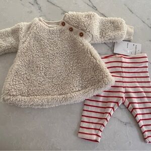 Nordstrom Cream Plush Sherpa Pullover and pant set for Kids
